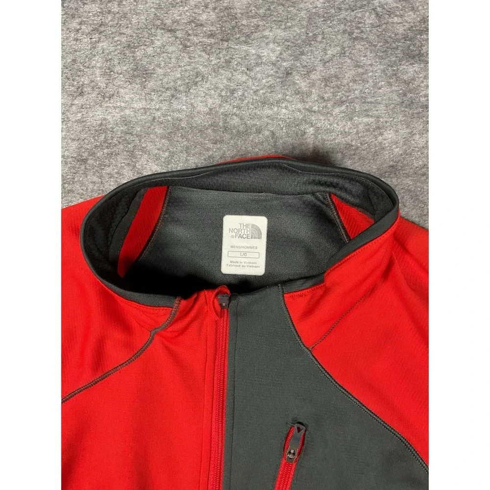 The North Face Impulse Performance Pullover Men L Shirt 1/4 Zip Red FlashDry